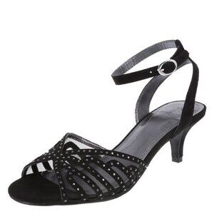 Fioni Black Ankle Strap Sandals with Sparkly Bling, Size 9